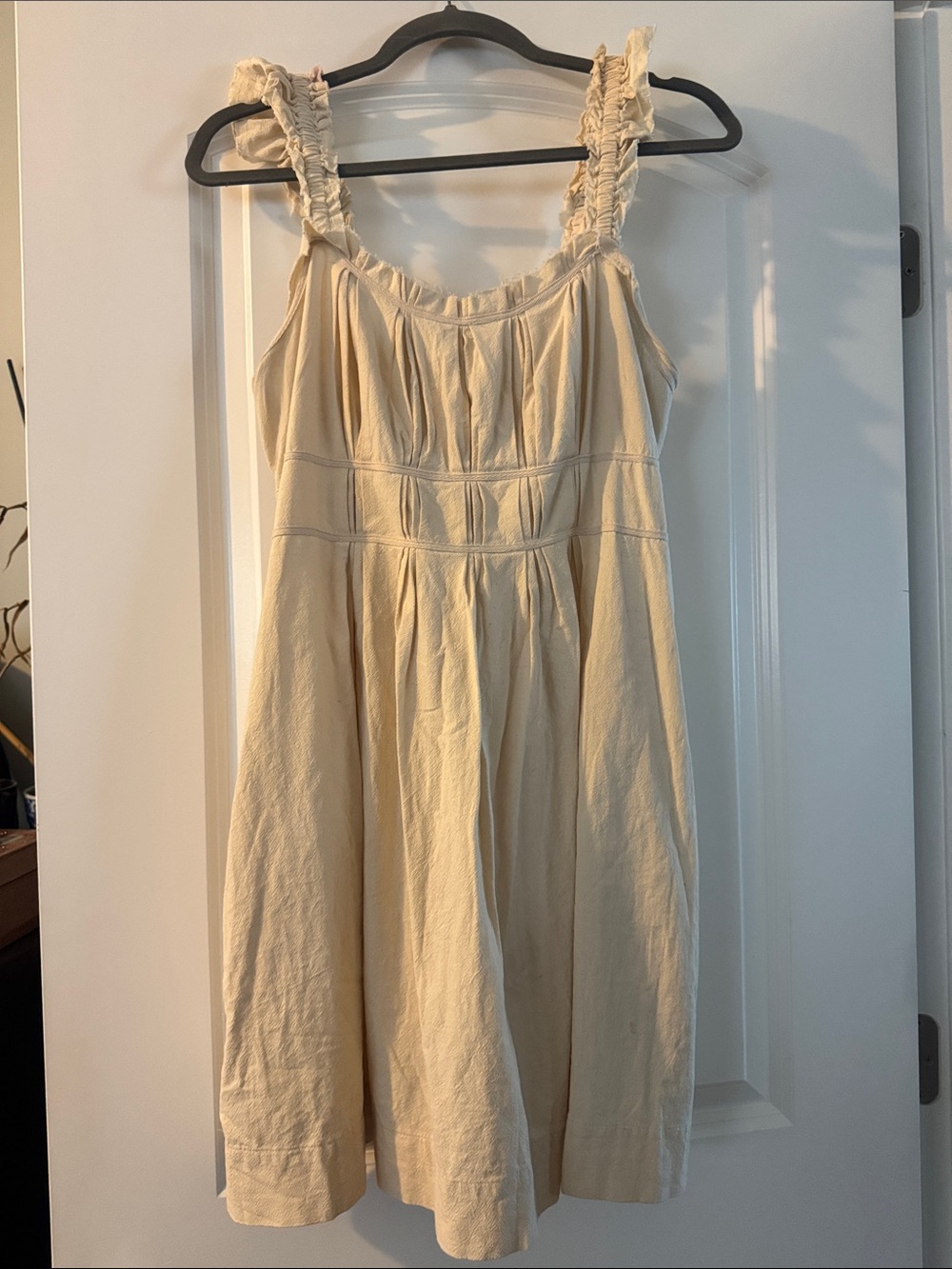 Cream Ruffle-Strap Midi Dress
